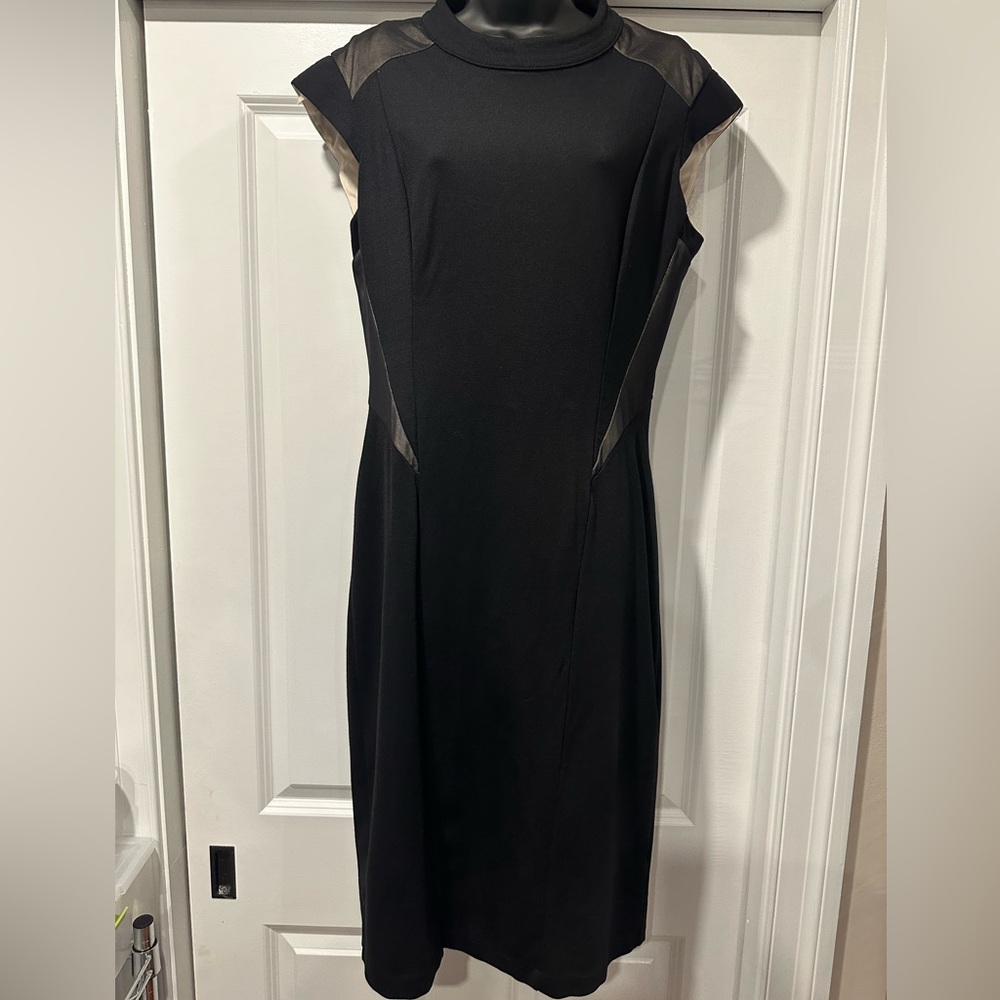 Sleek Black Size 14 Dress with Mesh Accents - Picture 1 of 7